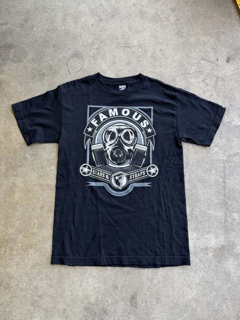 Y2K Famous Stars and Straps Gas Mask Graphic T-Shirt Size Small